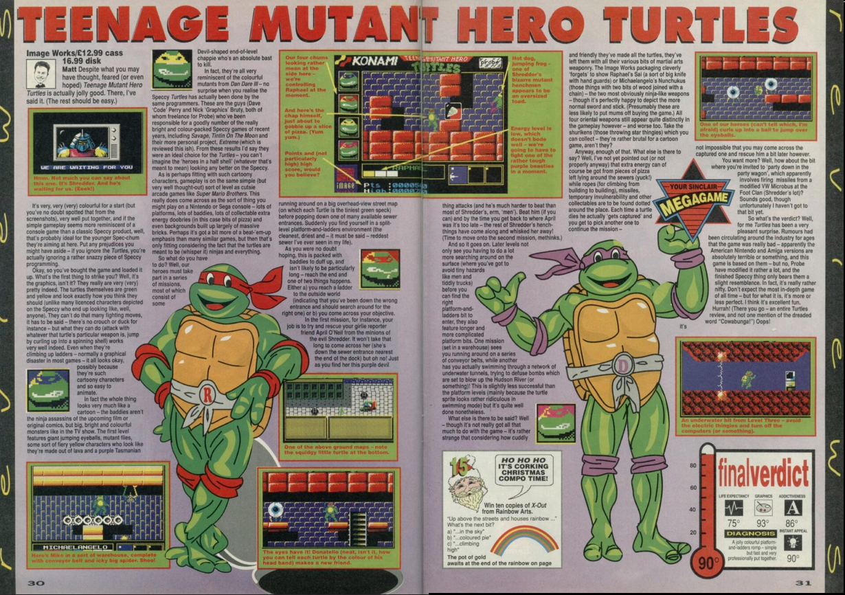 TEENAGE MUTANT HERO TURTLES (ZX Spectrum/MSX, 1990) | Cemetery Games