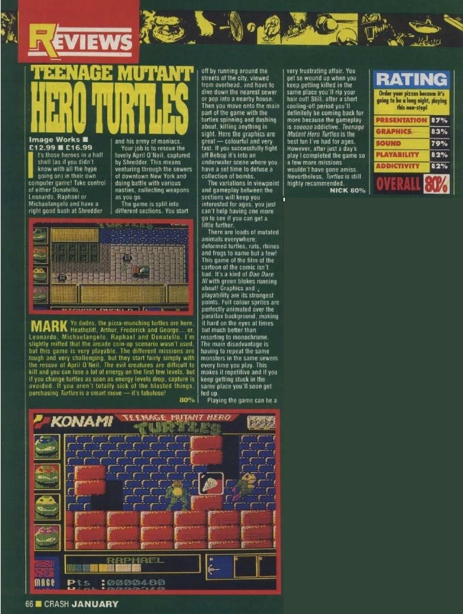 TEENAGE MUTANT HERO TURTLES (ZX Spectrum/MSX, 1990) | Cemetery Games